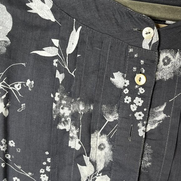 Soft Surroundings Sheer Silk Satin Leaves Hi-Low Tunic‎ Blouse Blue Button Up 2X - Picture 5 of 10